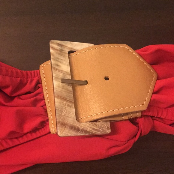 Despi red bikini top with belt buckle - Picture 2 of 3